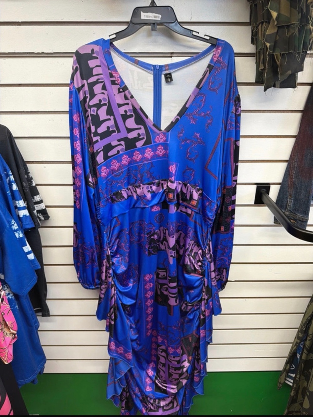 XPLUS Plus Size 2XL Blue & Purple Draped Hi-Low Dress